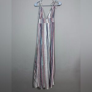 Striped Maxi Dress with Tie Straps